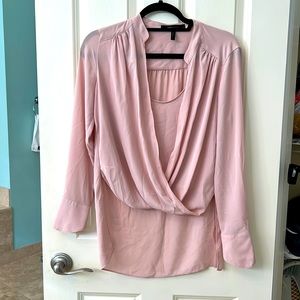 BCBGMaxAzria stunning hi/lo draped blouse with built in tank size XS